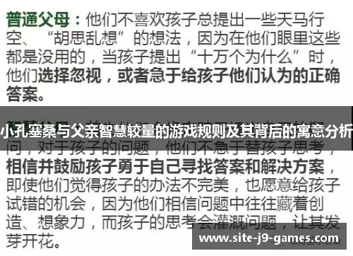 小孔塞桑与父亲智慧较量的游戏规则及其背后的寓意分析 小孔塞桑与父亲智慧较量的游戏规则及其背后的寓意分析